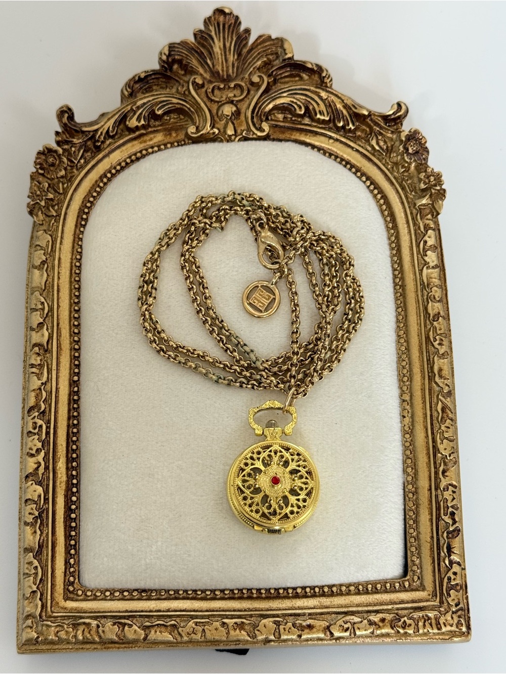 Givenchy 4G monogram vintage rolo chain necklace Victorian revival watch